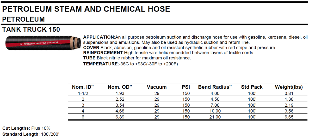 Tank Truck hose - Petroleum Steam and Chemical Hose